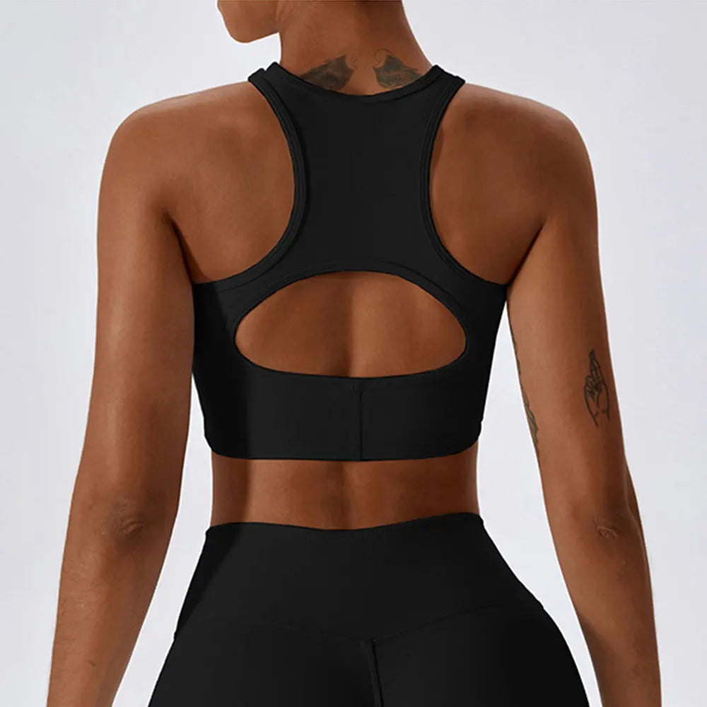 Women's High Neck Keyhole Racerback Sports Bra