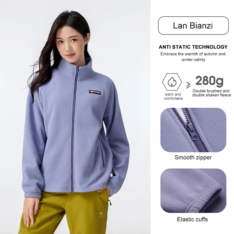 Long Sleeve Full Zip Fleece Outdoor Jacket with Pockets