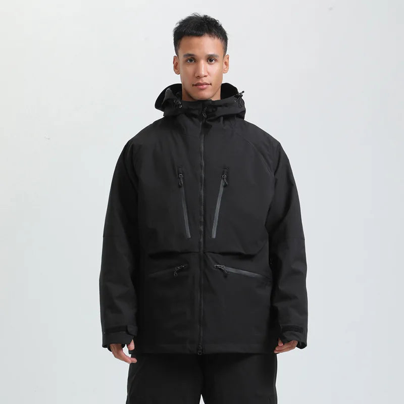 Hooded Long Sleeve Snow Sport Jacket with Front Closure