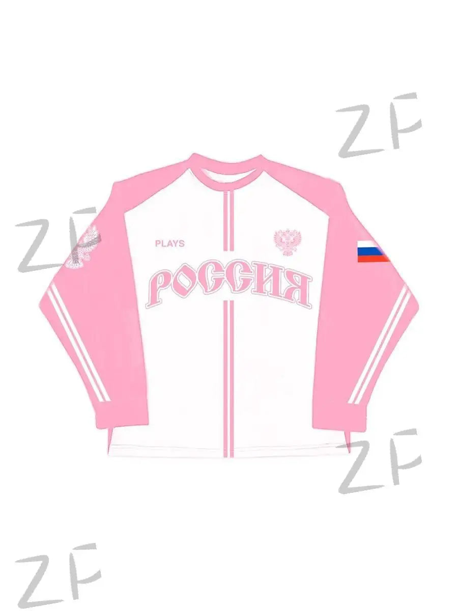 Russia Inspired Graphic Long Sleeve Jersey For Sports Outfits