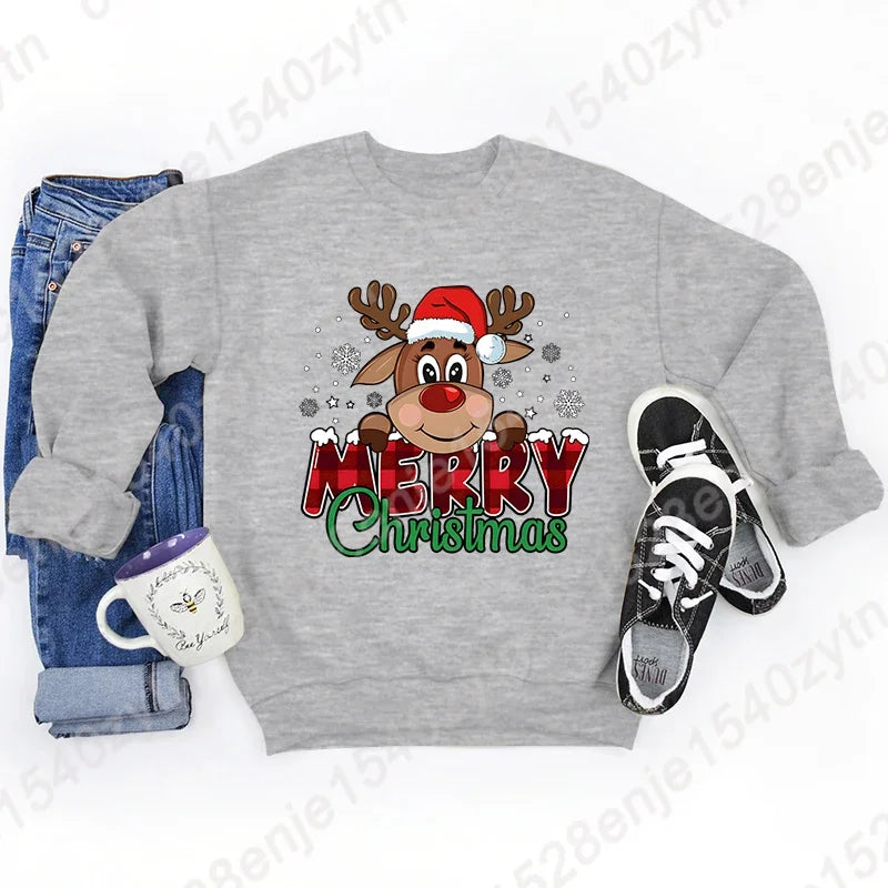 Christmas Graphic Long Sleeve Pullover Casual Sweatshirt for Layering