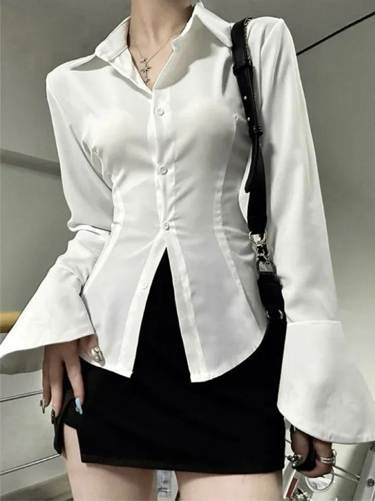 Women's Collared Long Sleeve Blouse