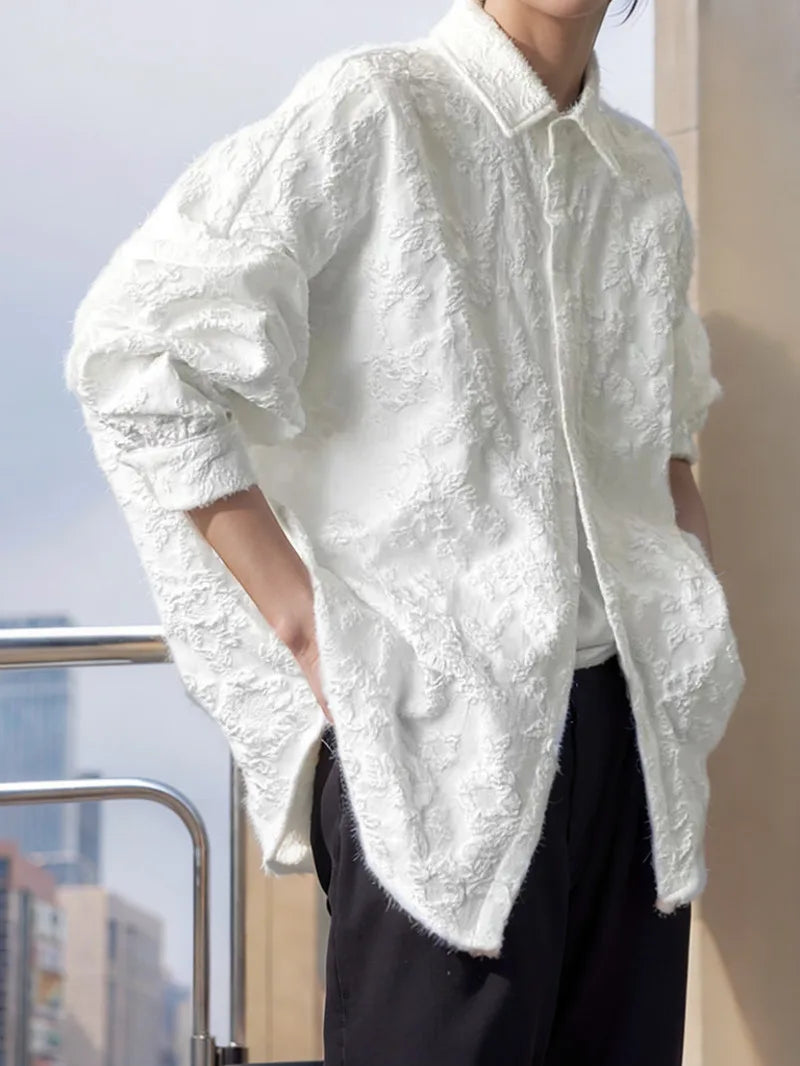 Women's Textured Stand Collar Loose Shirt