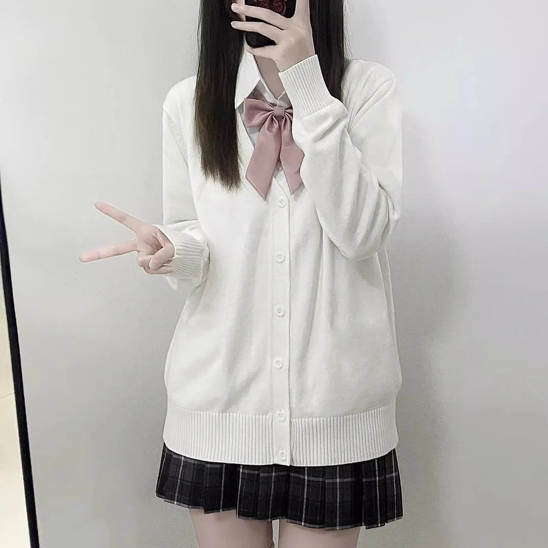 Women's School Style V Neck Button Front Cardigan