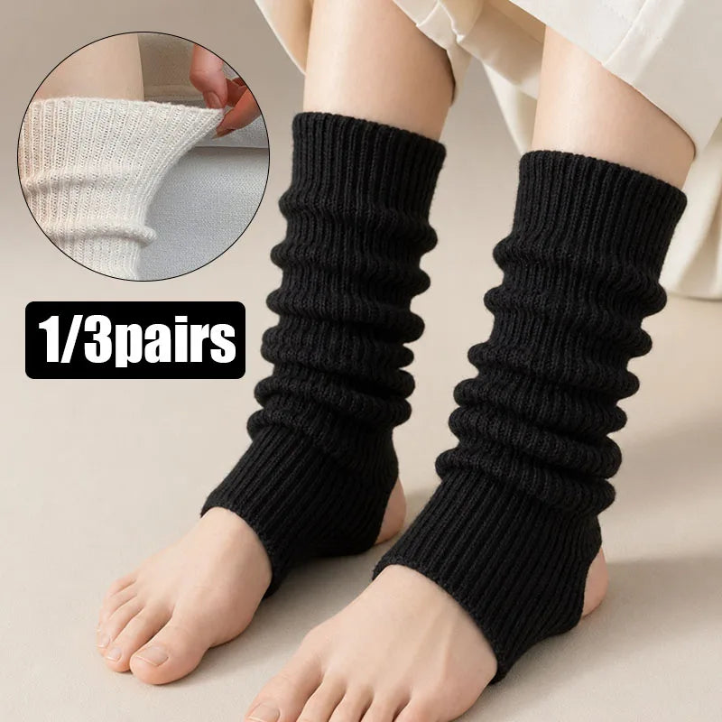 Ribbed Calf Leg Warmers with Stirrup Foot Openings