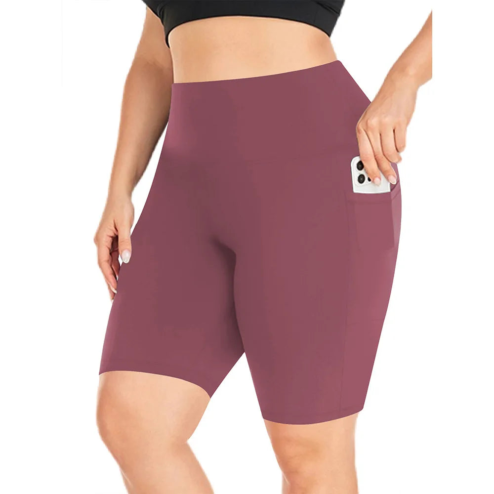 Women's High Waist Side Pocket Cycling Shorts For Workout Outfits