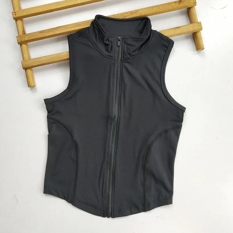 Sleeveless Full Zip Fitted Training Vest for Yoga Wear