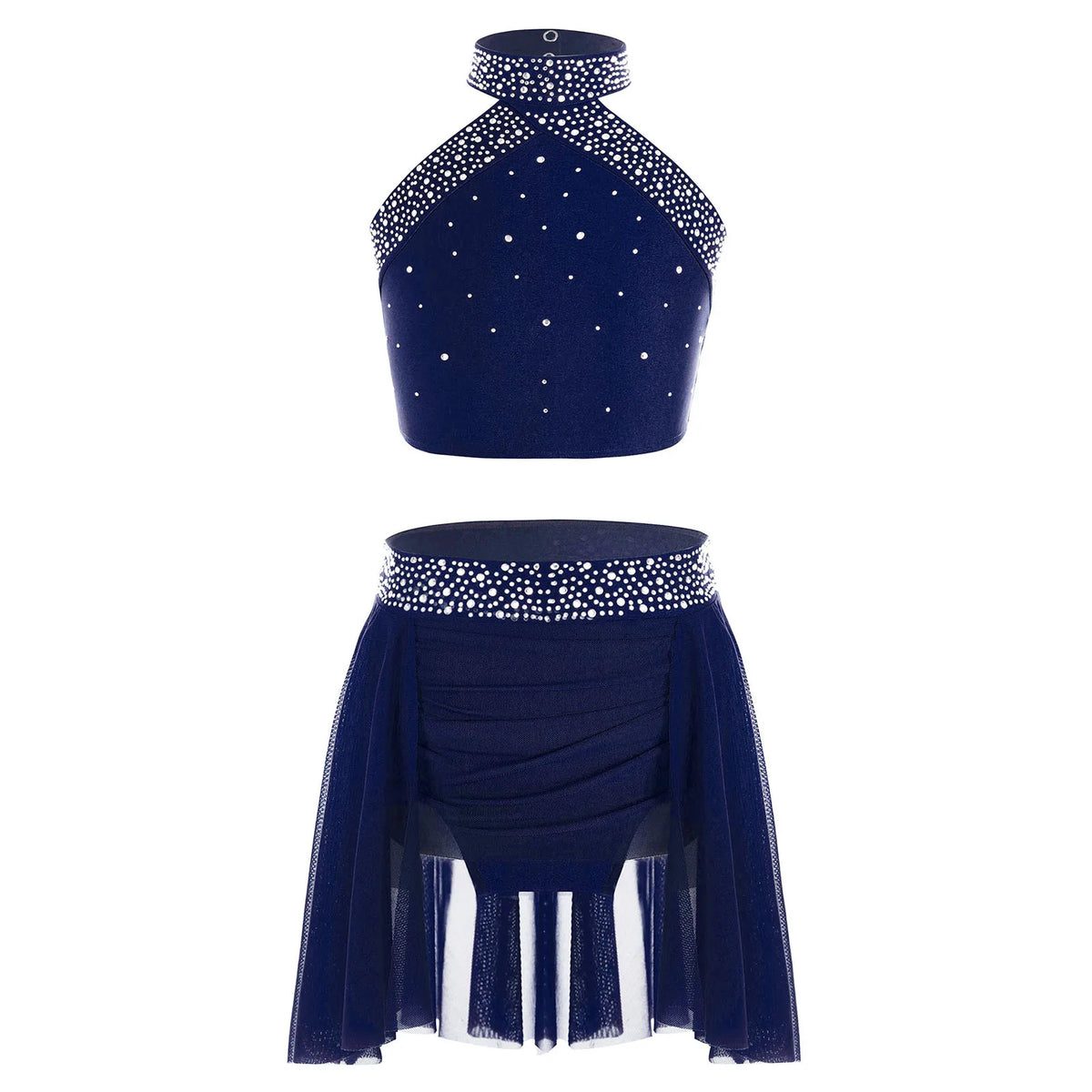 Girls' Lyrical Dance Costume Styles with Rhinestones and Skirted Outfit Options