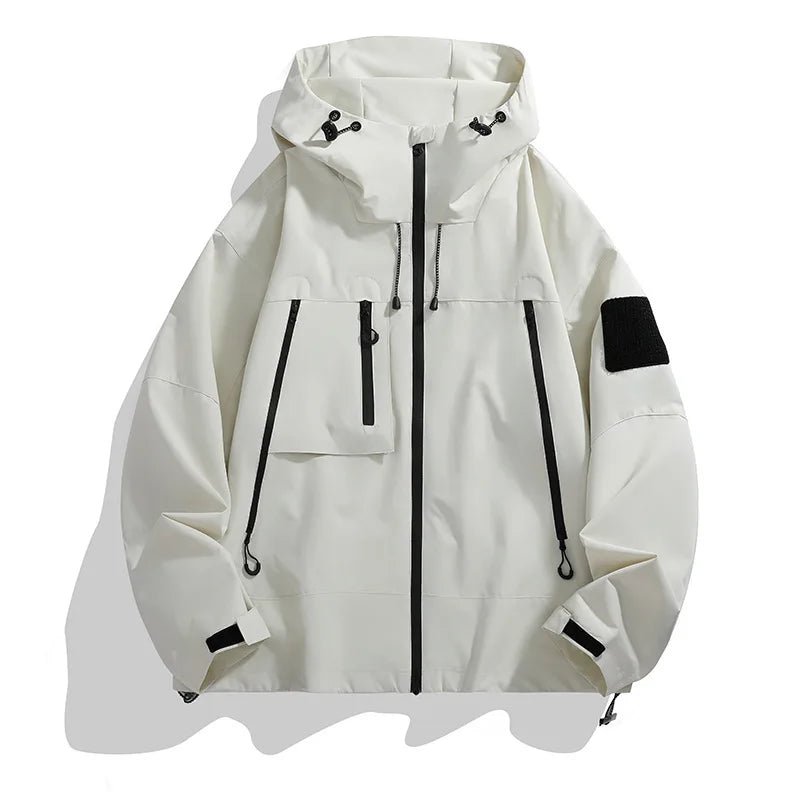 Hooded Long Sleeve Full Zip Outdoor Hiking Jacket with Pockets