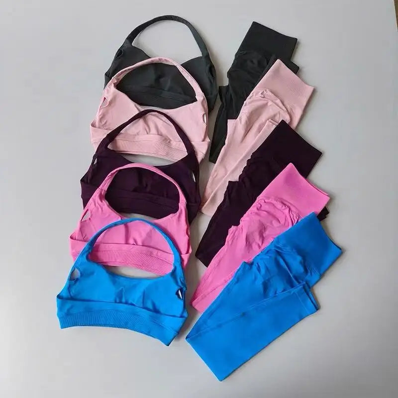 Women's Cross Back Bra And Flared Pants Yoga Set