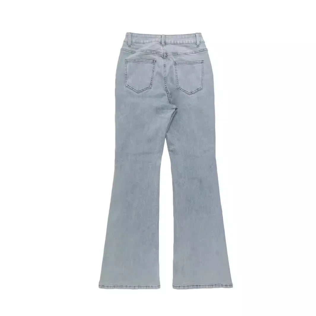 Women's Light Blue Flared Leg Denim Jeans For Everyday Outfits