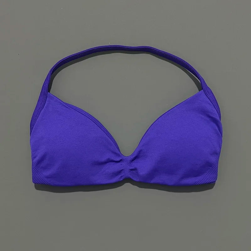 Women's Ruched Halter Neck Sports Bra