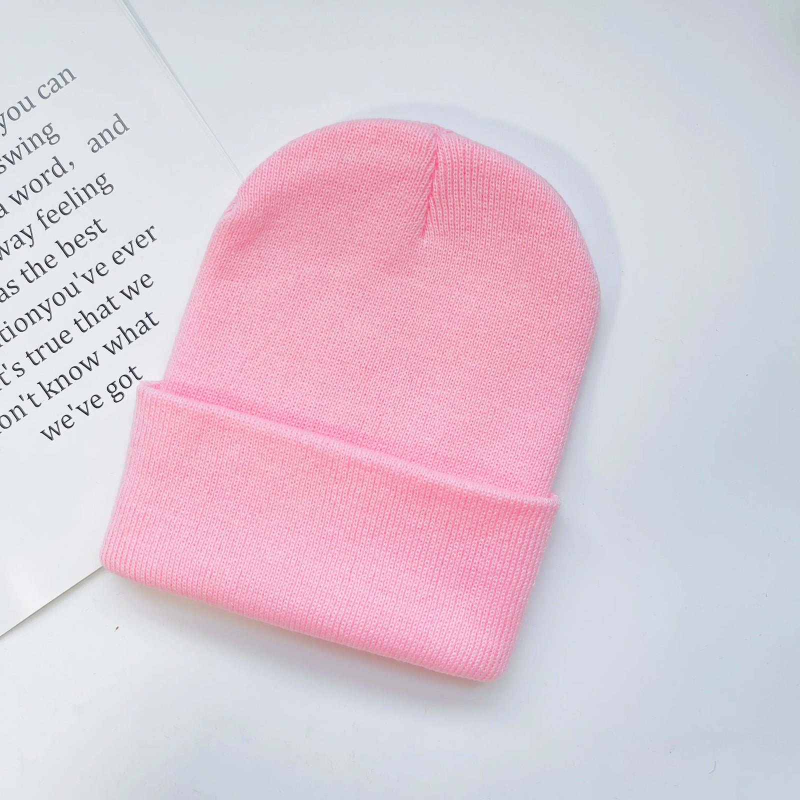 Solid Knit Beanie with Folded Cuff and Color Choices