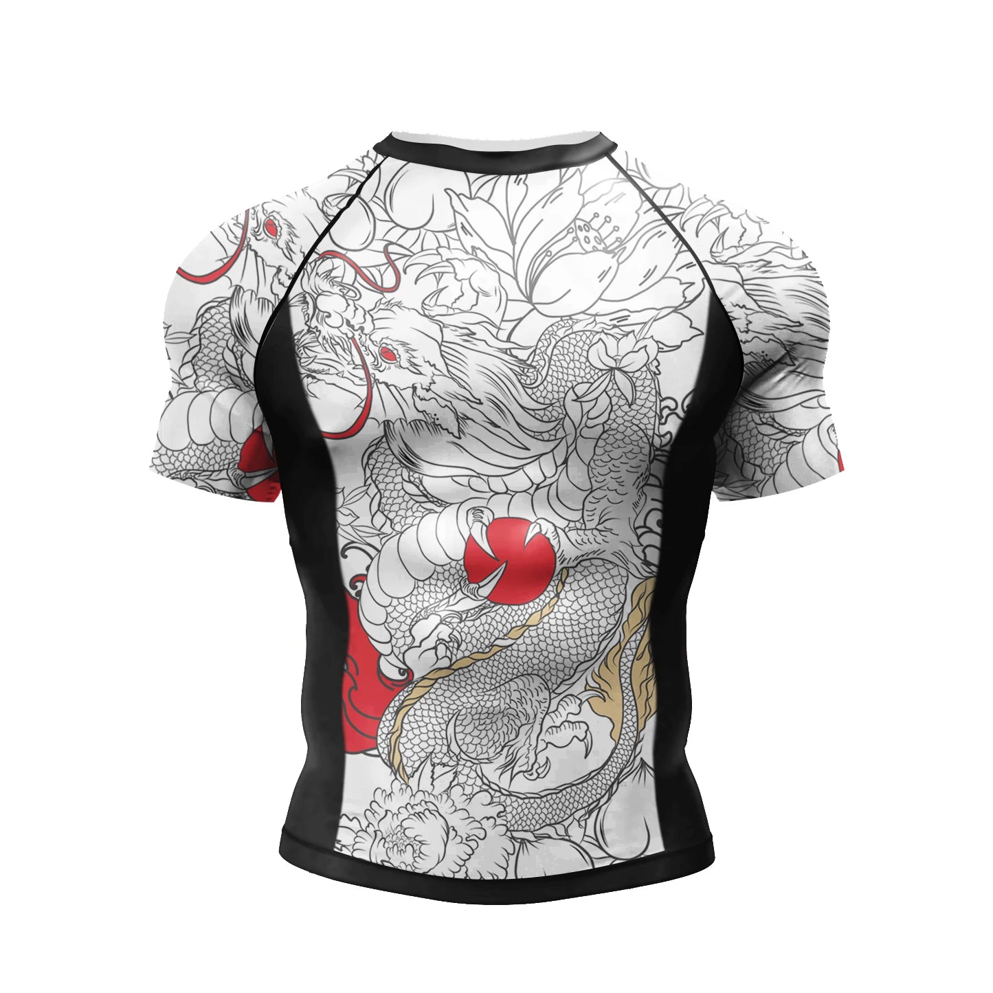 Tattoo Graphic Long Sleeve Mock Neck Fitted Rash Guard