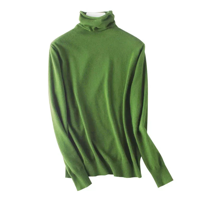 Women's Draped Roll Neck Fine Knit Sweater Casual Knit Layer