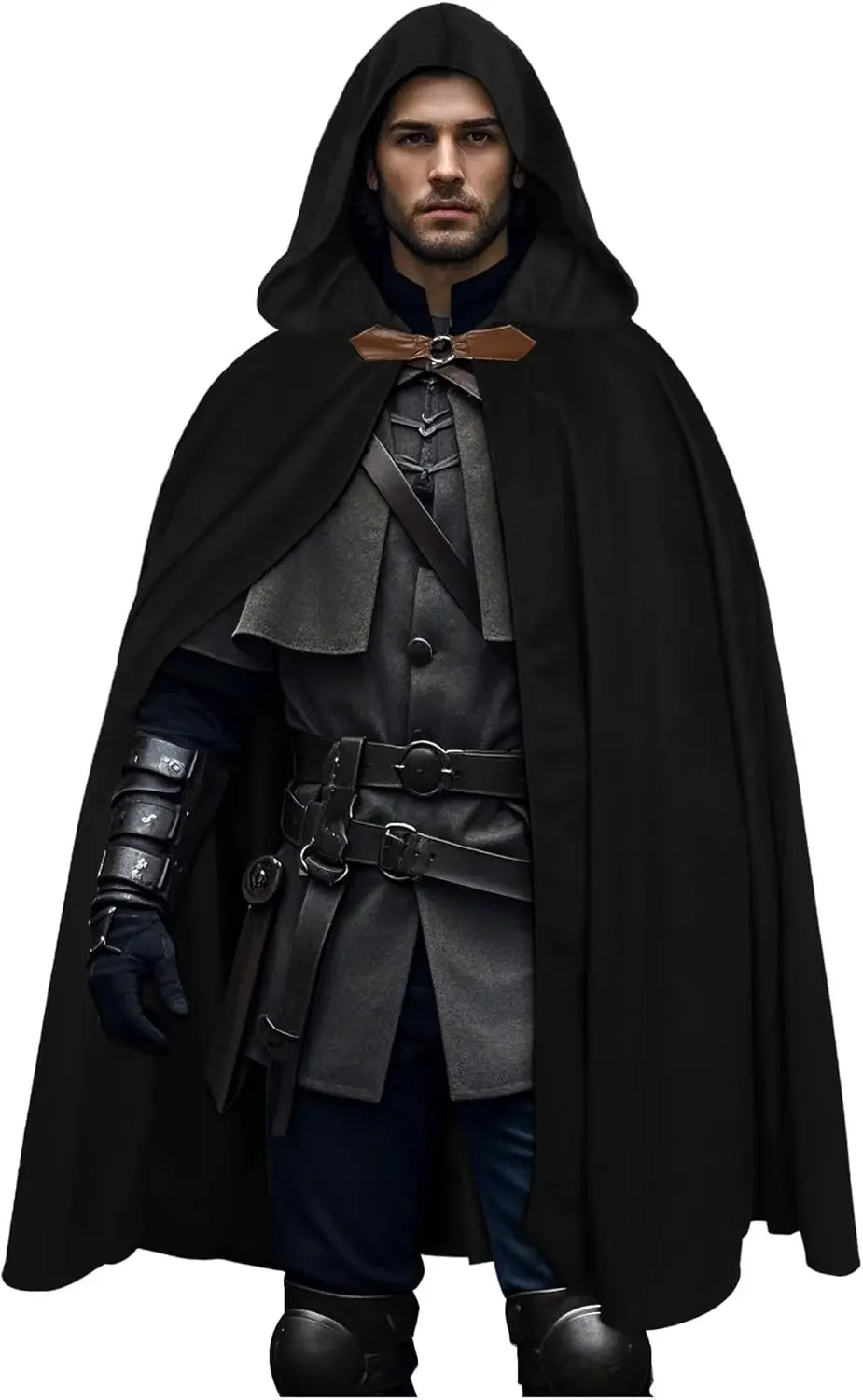 Velvet Hooded Clasp Front Cape for Layering over Outfits
