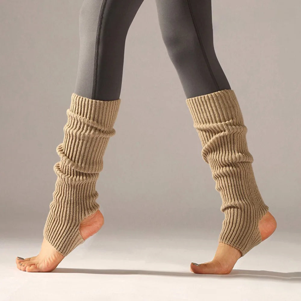 Ribbed Dance Leg Warmers with Open Heel Stirrup Shape