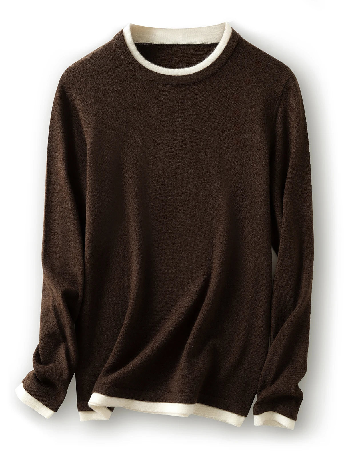 Women's Contrast Trim Crew Neck Sweater Casual Knit Layer