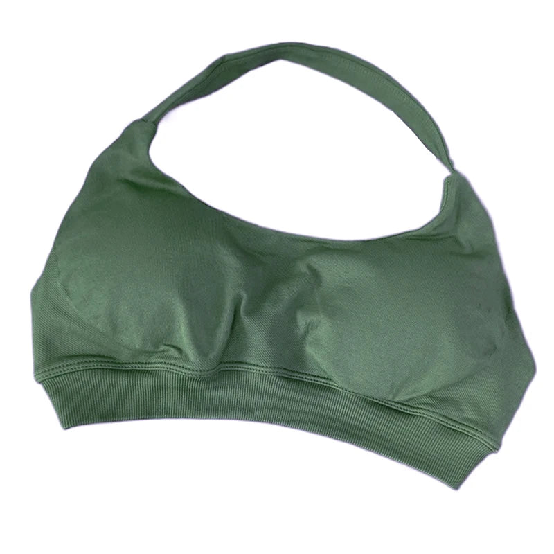 Women's Ruched Halter Neck Sports Bra