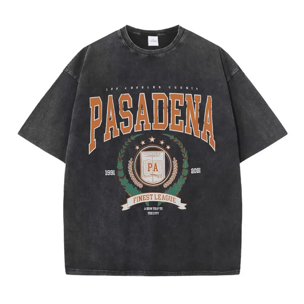 Summer Unisex Washed Cotton T-shirt with Fashionable Design and Printed Top Loose and Worn Round Neck Streetwear