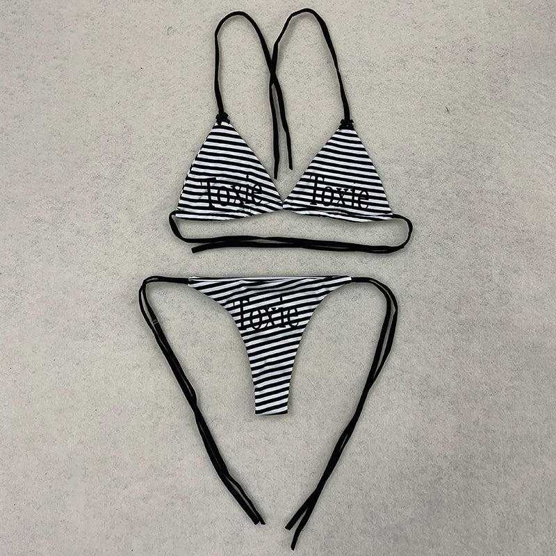 BRAT Rhinestone Graphic Bikini