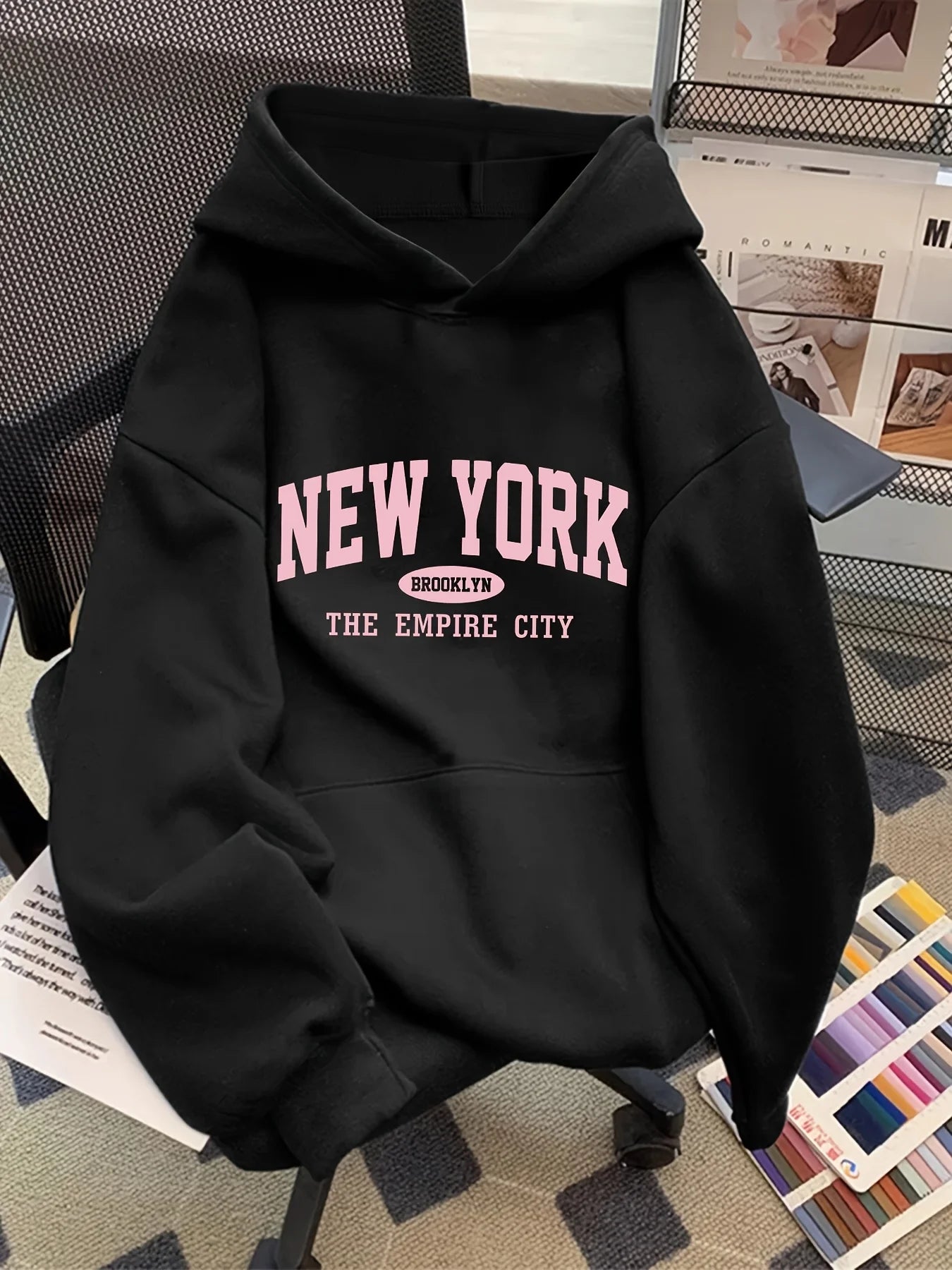 Letter Graphic Long Sleeve Pullover Casual Hoodie for Layering
