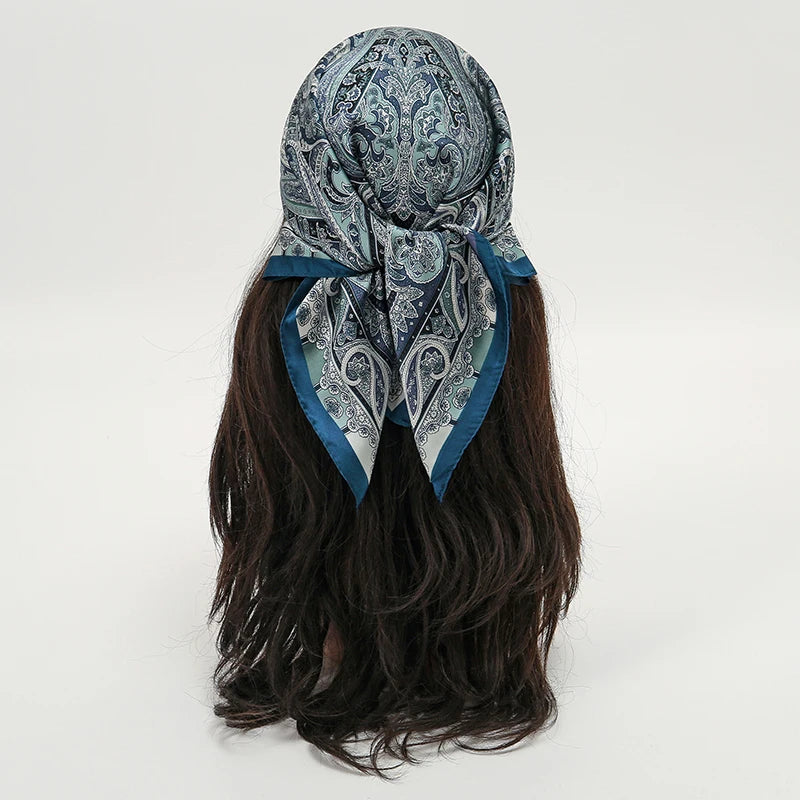 Floral Print Square Scarf for Head and Neck Styling