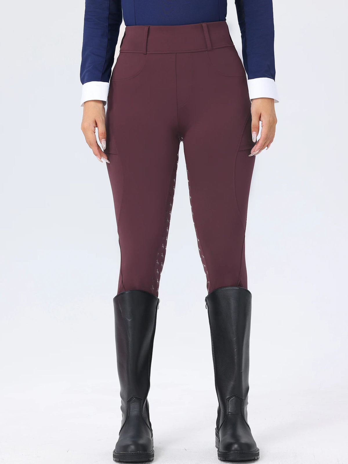 Women's Fitted Riding Pants with Pockets and Grip Panel Style Options