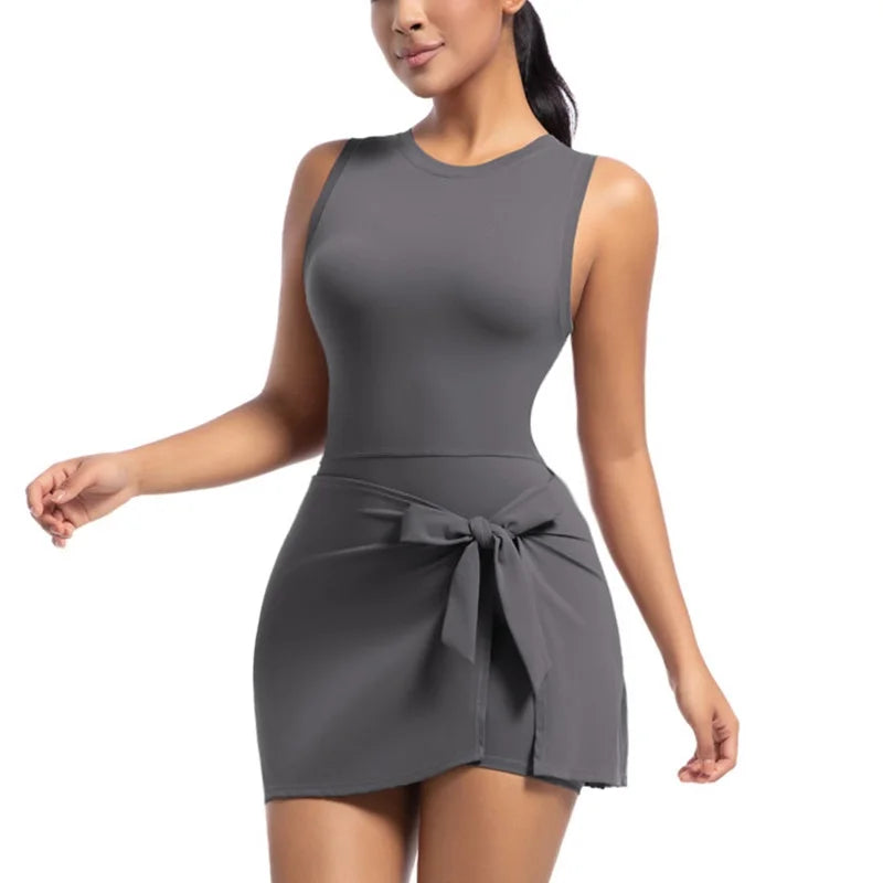 Women's Wrap-Skirt Sleeveless Tennis Dress