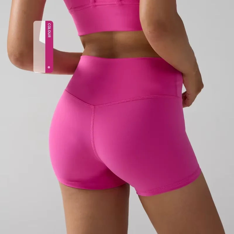 Women's High Waist Nylon Blend Shorts for Yoga and Fitness