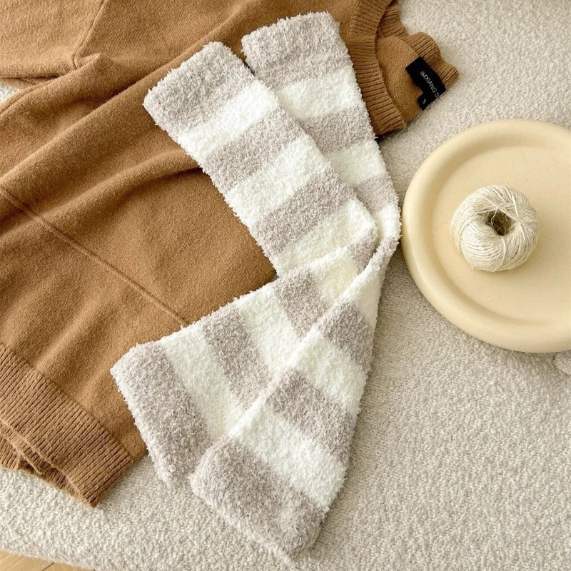 Plush Calf Leg Warmers with Solid and Striped Options