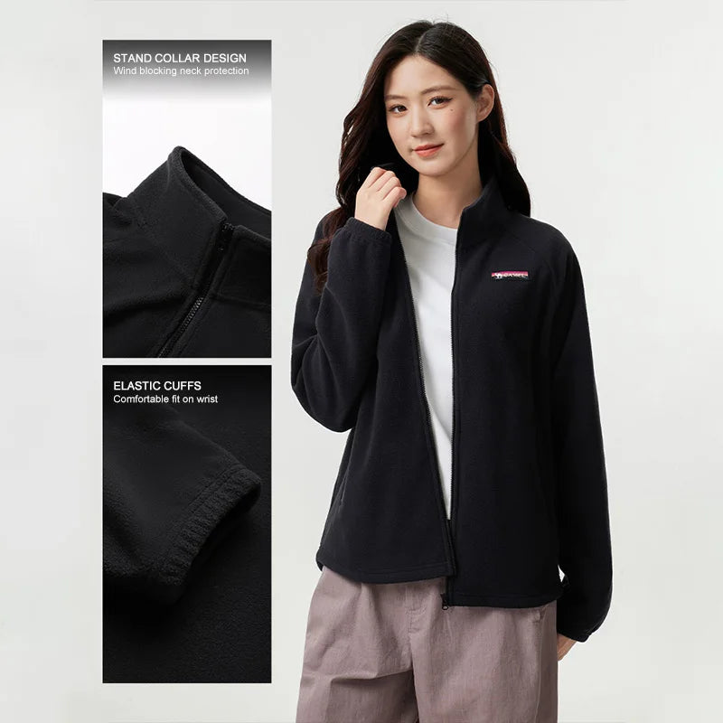 Long Sleeve Full Zip Fleece Outdoor Jacket with Pockets
