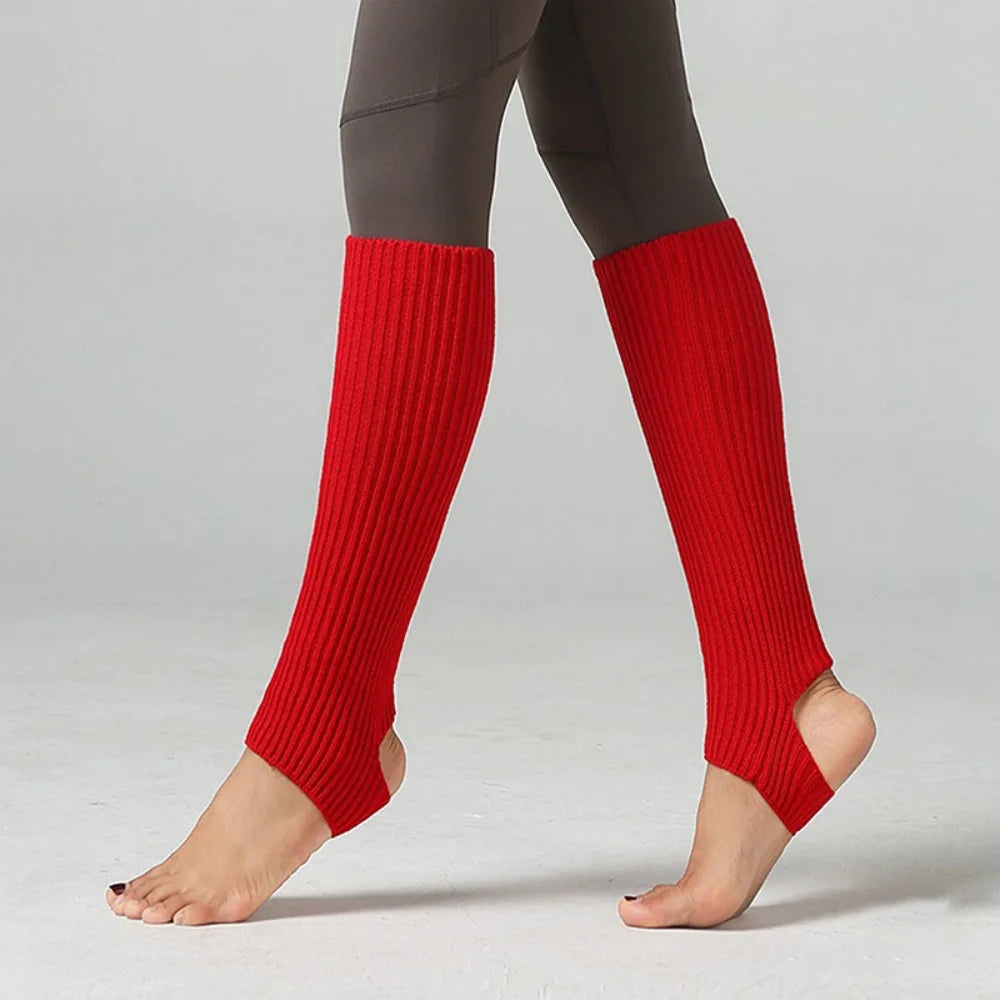 Ribbed Dance Leg Warmers with Open Heel Stirrup Shape