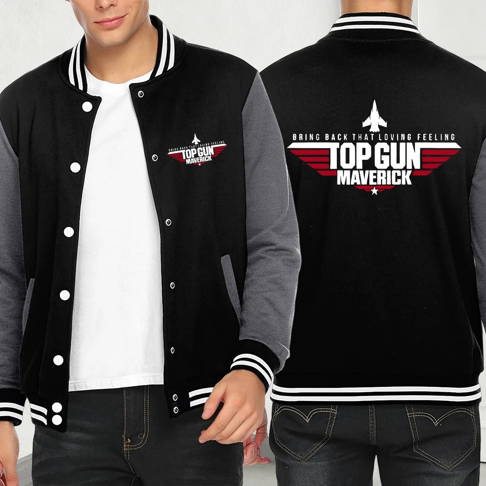Graphic Long Sleeve Button Front Casual Varsity Style Jacket