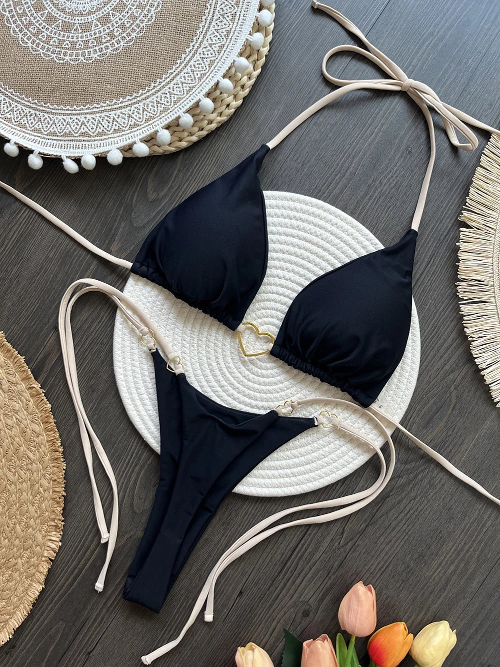 Halter Lace-Up Bikini