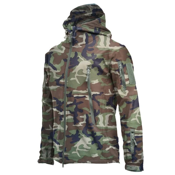 Men Military Tactical Hiking Jacket Outdoor Windproof Fleece Thermal Sport Waterproof Hunting Clothes Hooded Army Camo Outerwear