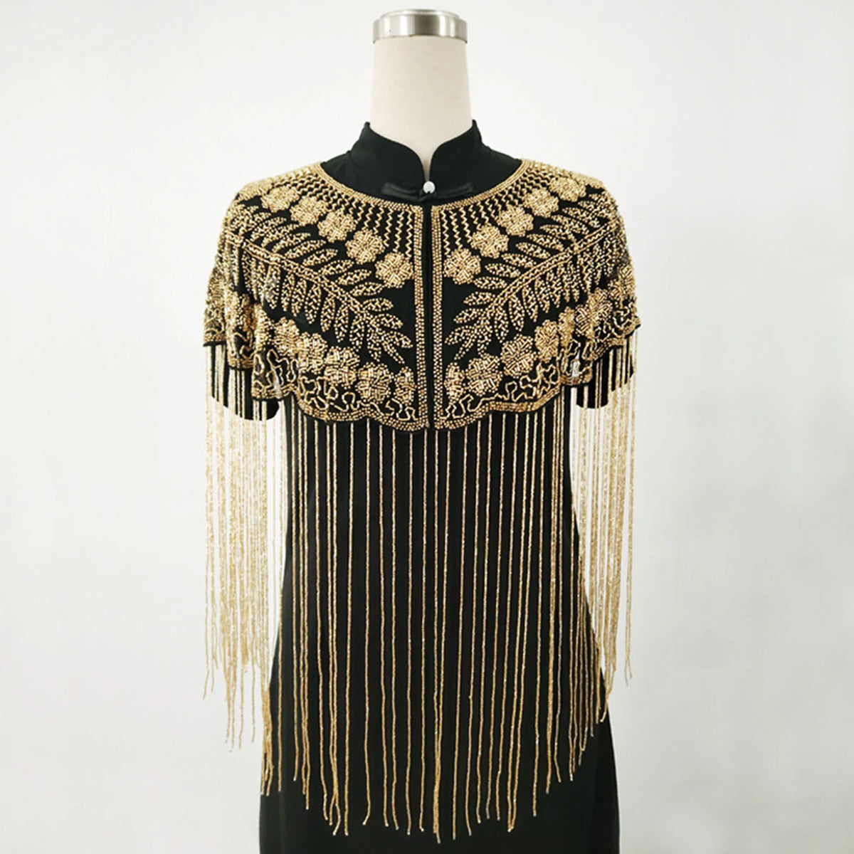 Beaded Long Fringe Cape for Layering over Outfits