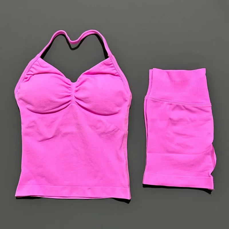 Women's Halter Tank And Shorts Yoga Set For Workout Outfits