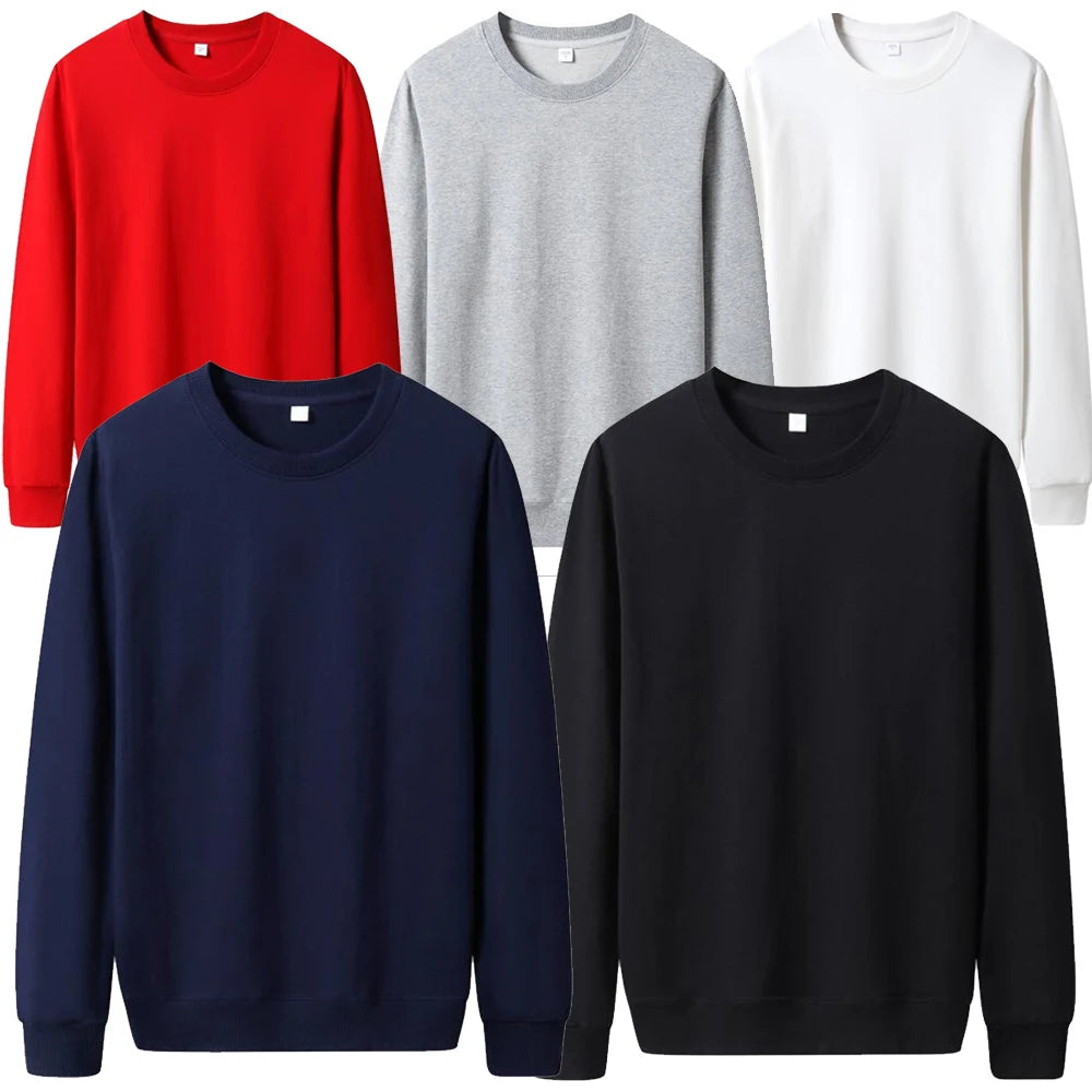 Men's Polyester Solid Long-Sleeve Crewneck Pullover Sweatshirt for Casual Daily Wear Outfits