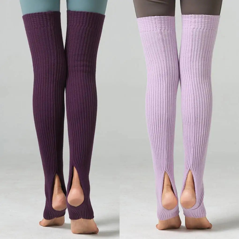 Long Ribbed Leg Warmers with Stirrup Foot Openings