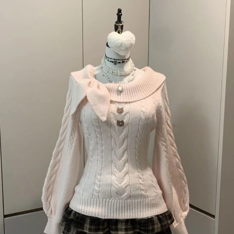 Women's Cold Shoulder Cable Knit Sweater Casual Knit Layer
