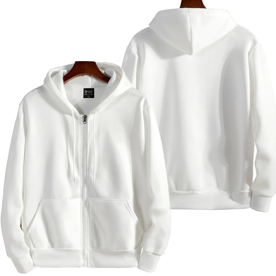 Solid Long-Sleeve Zip-Front Hoodie
