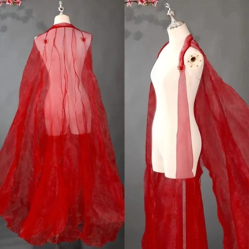 Long Sheer Shoulder Strap Cape for Layering over Outfits