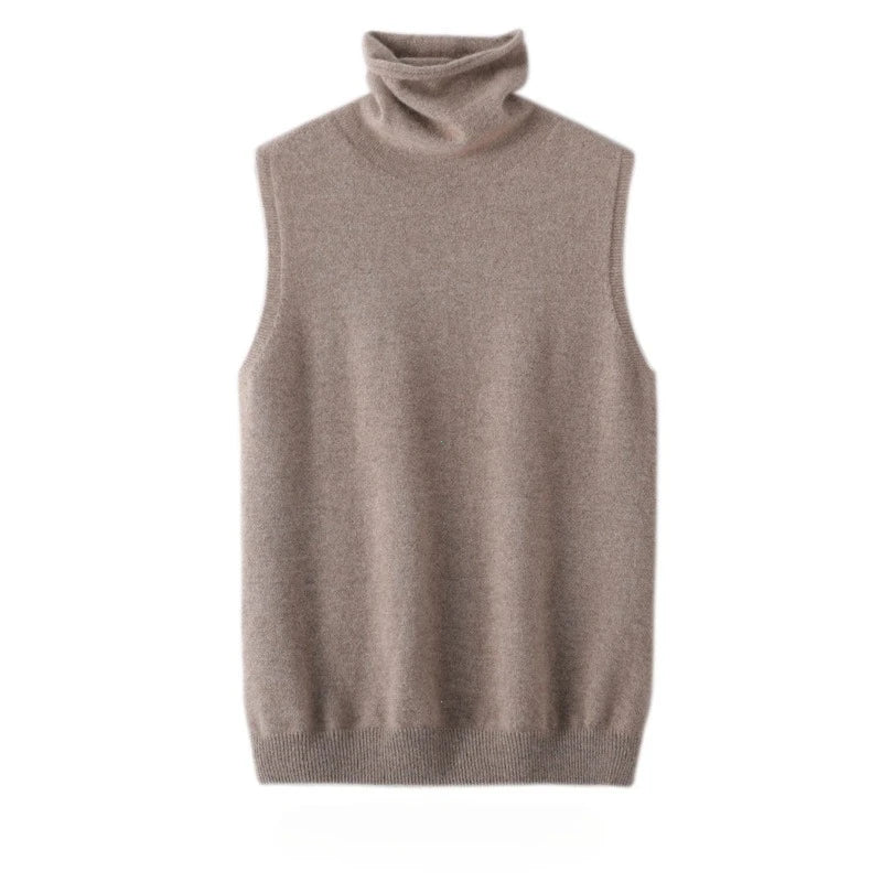 Women's Turtleneck Sleeveless Knit Vest Casual Knit Layer