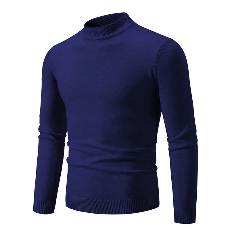 Men's Mock Neck Long Sleeve Knit Sweater