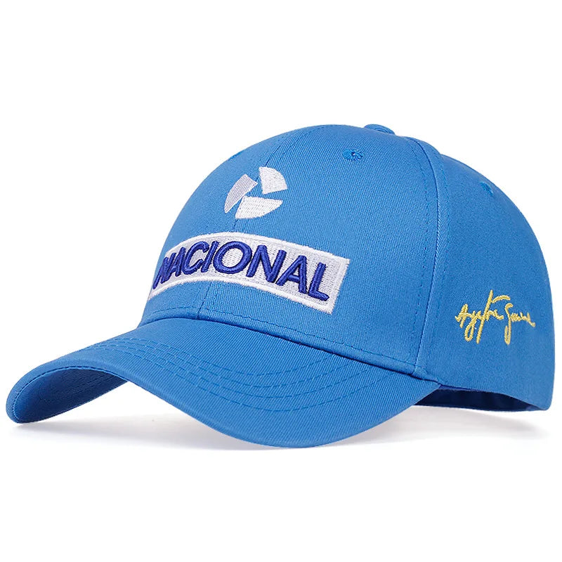 Embroidered Racer Style Baseball Cap with Curved Brim