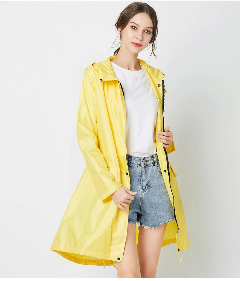 Long Hooded Front Opening Jacket for Layering over Outfits