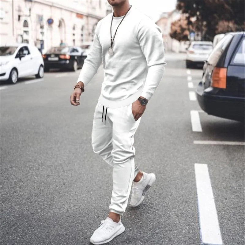 Long Sleeve Sports Sweatshirt and Jogger Pants Tracksuit Set