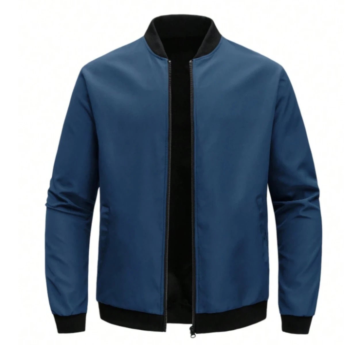 Men's Short Baseball-Collar Zip-Front Jacket