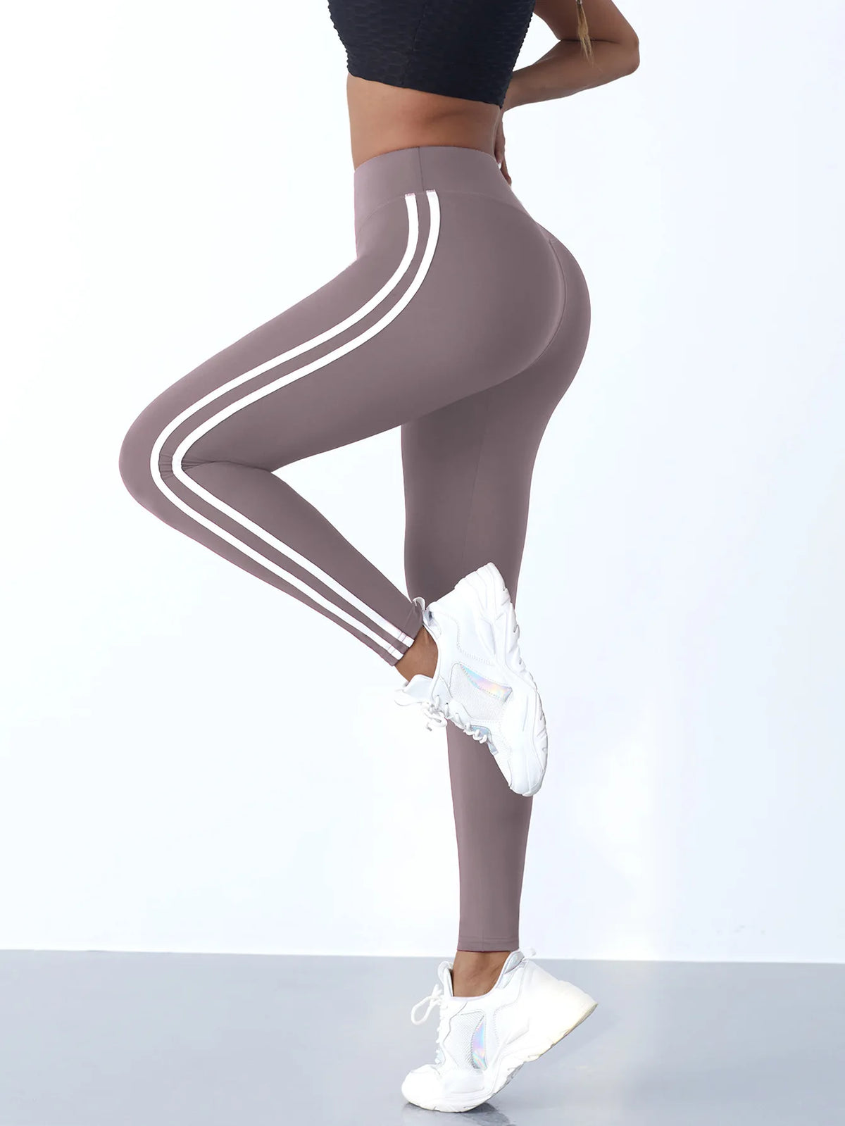 Women's Striped Full Length Leggings For Workout Outfits